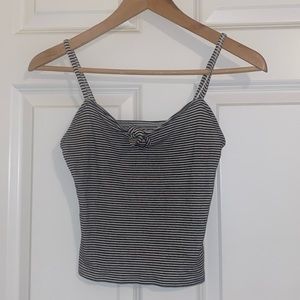 Hollister, black and white stripe spaghetti strap cropped tank top XS